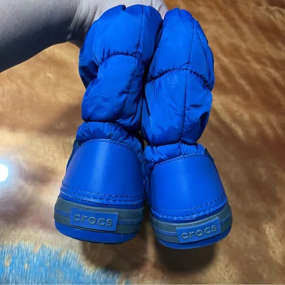 Crocs Winter Puffer Boots Blue insulated size 12