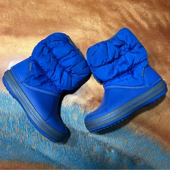 Crocs Winter Puffer Boots Blue insulated size 12