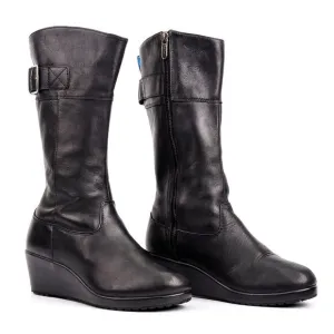 Crocs Women Leigh Black Leather Comfortable Buckle Knee Boots size 6.5
