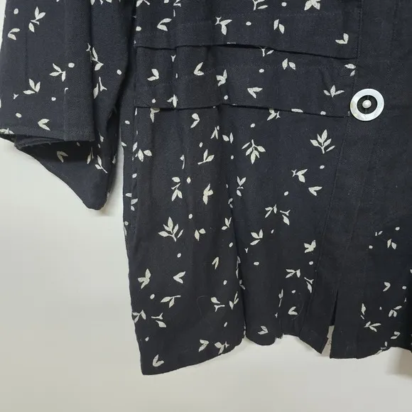 Cupcake International Black Art to Wear Design Jacket Leaf Pearl Button Sz XL