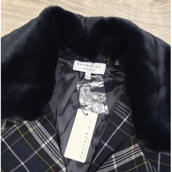 CURRENT AIR Anthro Plaid Double Breasted Coat