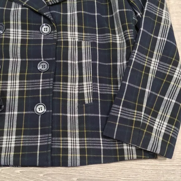CURRENT AIR Anthro Plaid Double Breasted Coat