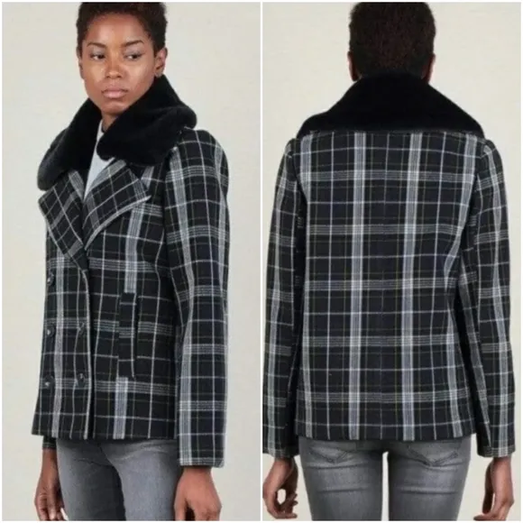 CURRENT AIR Anthro Plaid Double Breasted Coat