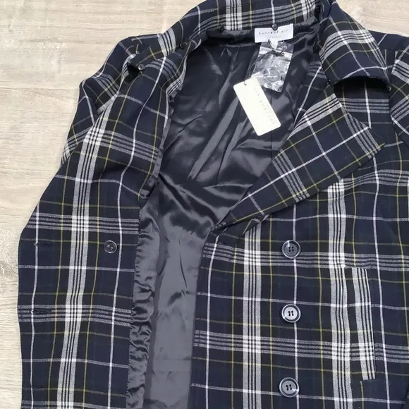 CURRENT AIR Anthro Plaid Double Breasted Coat