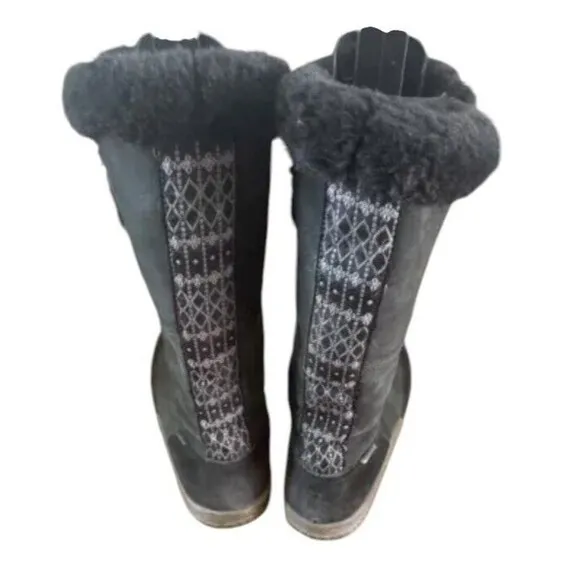Cushe Cabin Fever WP UW00533 Snow Boots Women's 11 Black Leather Faux Fur Shoes
