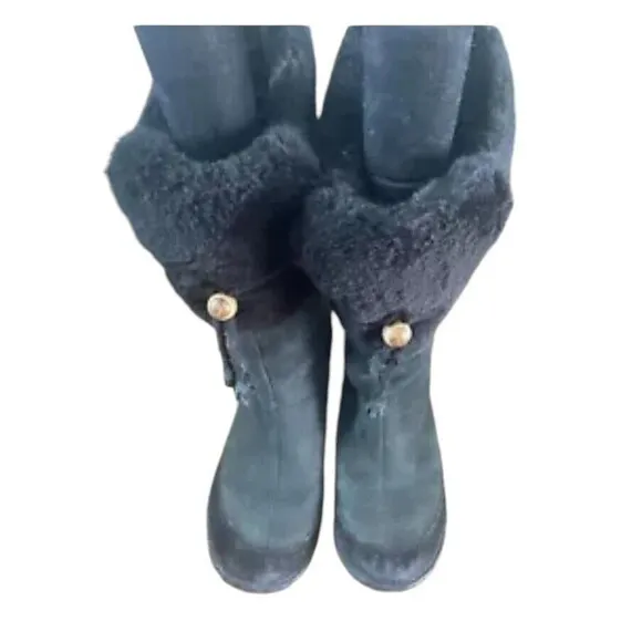 Cushe Cabin Fever WP UW00533 Snow Boots Women's 11 Black Leather Faux Fur Shoes