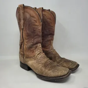Dan Post Boots Men 9.5D Brown Western Cowboy KA Faux Python Square Toe 4526