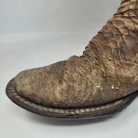Dan Post Boots Men 9.5D Brown Western Cowboy KA Faux Python Square Toe 4526