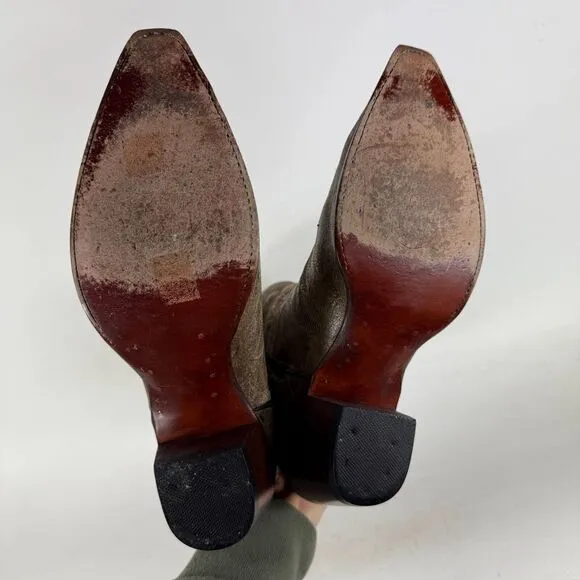 Dan Post EL Peso Boots for Women's 10 Brown Leather Side Zip Mid-Calf Snip Toe