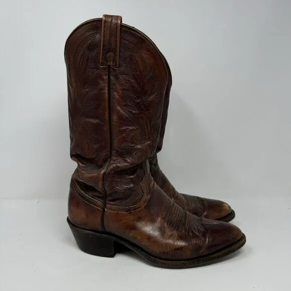 Dan Post VTG Men Brown Leather Western Cowboy Boots USA Made 16781 Size 7.5 EW