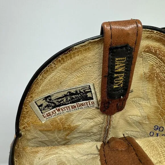 Dan Post VTG Men Brown Leather Western Cowboy Boots USA Made 16781 Size 7.5 EW