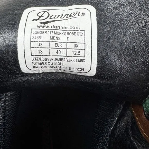 Danner 34651 Logger 917 GTX Men's Monk's Robe Leather Vibram Outdoor Boots 13D