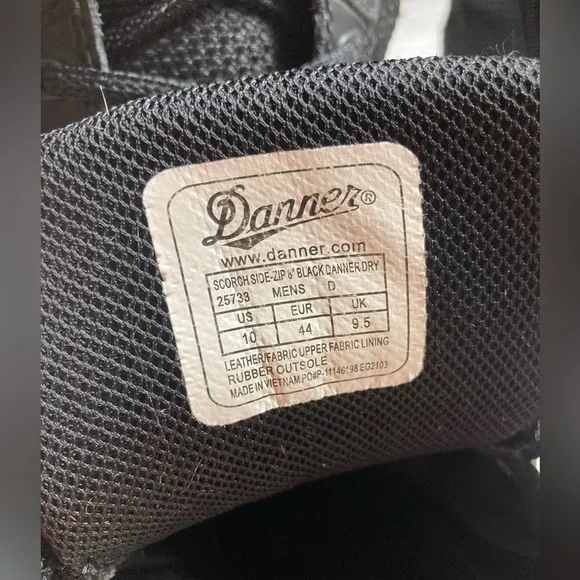 Danner Mens Scorch 8&quot; Leather Textile Side-Zip Tactical‎ Boots Black Size 10 D