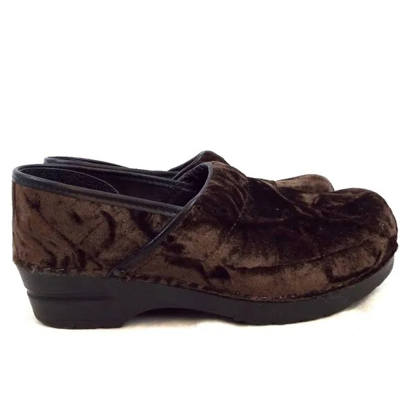 Dansko Brown Crushed Velvet Slip-on Clog Shoe Size 9.5 - 10 (40 EU)