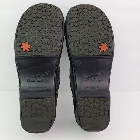 Dansko XP Pro Womens Size EU 40 US 9.5-10 Black Embossed Slip On Work Clog Shoes