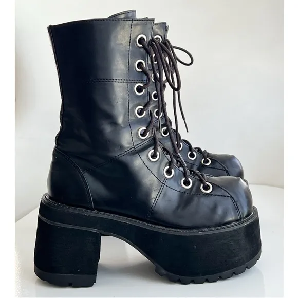DEMONIA Ranger Womens Platform Combat Boots Chunky Goth Black Size 7