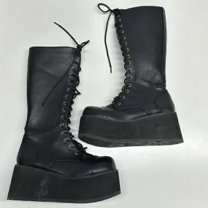 Demonia Trashville 502 Platform Boots Lace Up Moto Boot Vegan Faux Leather Men 8