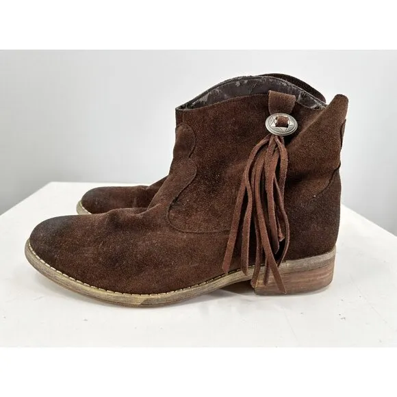 Denim &amp; Supply By Ralph Lauren Brown Suede Fringe Western Boots Size 9-B USA