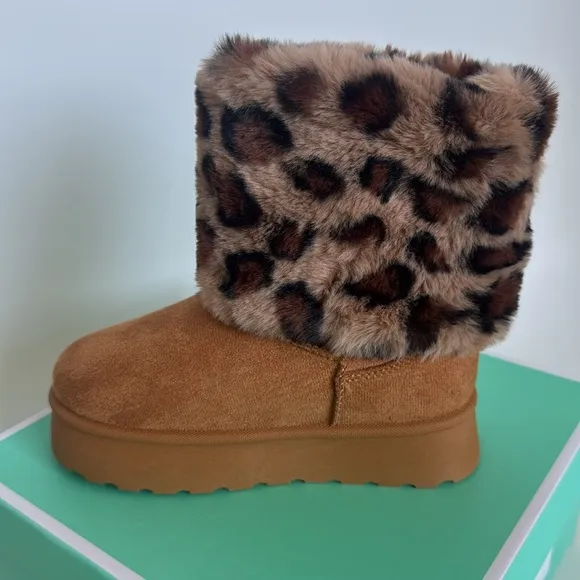 Denmark Leopard Print Faux Fur Boots 11