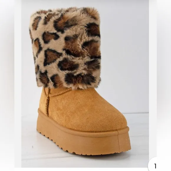 Denmark Leopard Print Faux Fur Boots 11