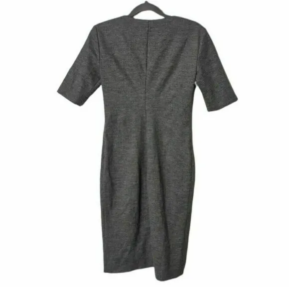 DIANE VON FURSTENBERG Aurora Wool Sheath Dress Gray Split Neck size 12