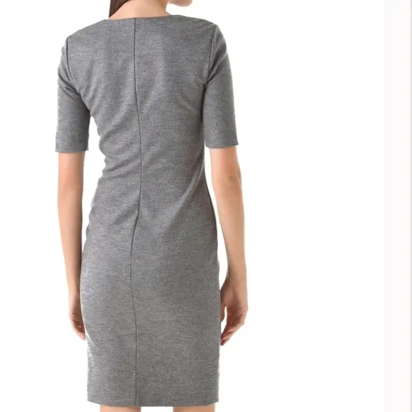 DIANE VON FURSTENBERG Aurora Wool Sheath Dress Gray Split Neck size 12
