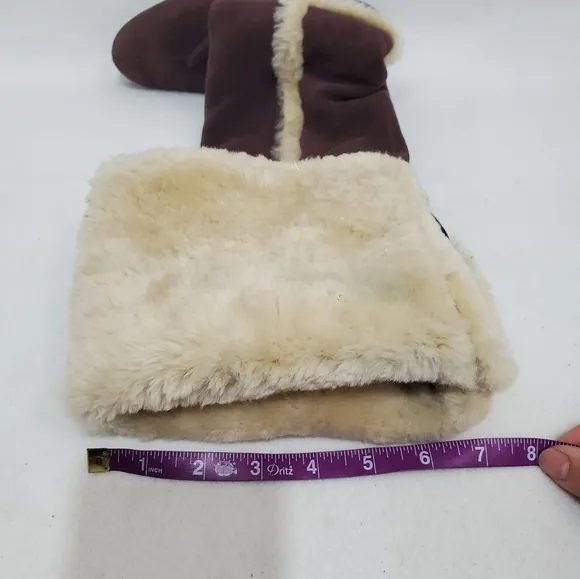 Diane Von Furstenberg Brown Suede Faux Fur Wedge Heel Boots