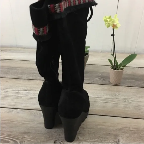 Diane Von Furstenberg NWOB Jimson Suede Leather Wedge Boots