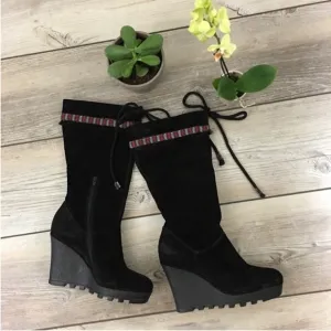 Diane Von Furstenberg NWOB Jimson Suede Leather Wedge Boots