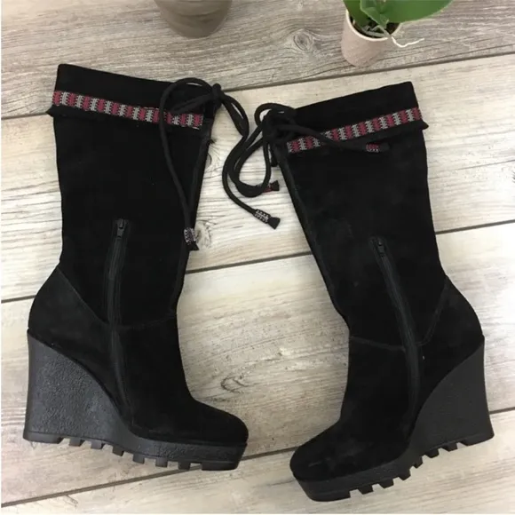 Diane Von Furstenberg NWOB Jimson Suede Leather Wedge Boots