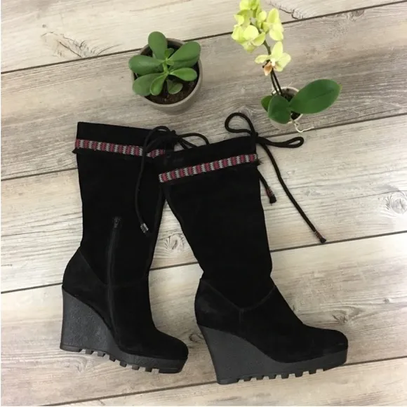Diane Von Furstenberg NWOB Jimson Suede Leather Wedge Boots