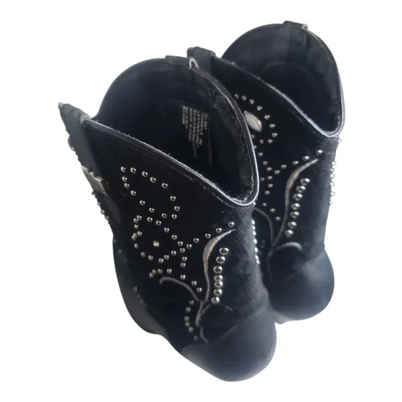 Dingo Ava Women 9M Cowboy Boots DI 587 Black Leather   Suede Studs Embroidery