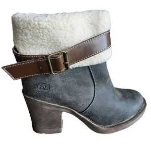 Dirty Laundry Ankle Boots Womens 7 Fur Sherpa Buckle Dark Olive Tan