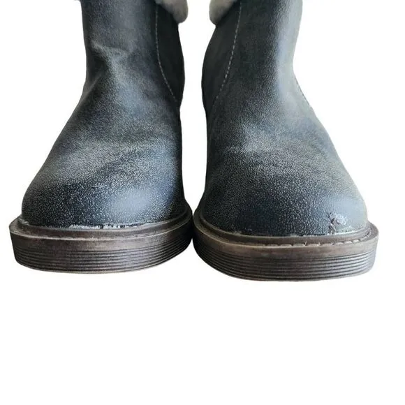 Dirty Laundry Ankle Boots Womens 7 Fur Sherpa Buckle Dark Olive Tan