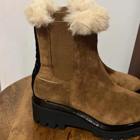 DKNY BAX Faux Fur Suede Boots
