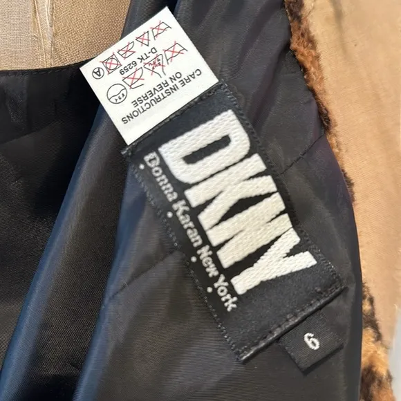 DKNY Donna Karan New York Faux Fur Leopard Vest