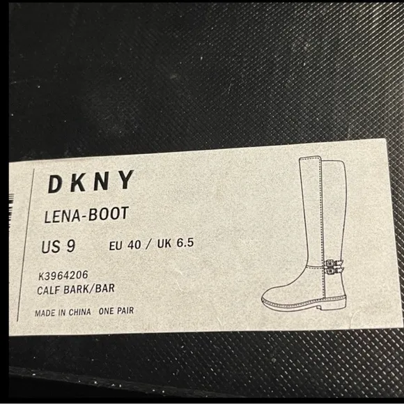 DKNY LENA KNEE-HIGH BOOTS CALF BARK /BAR LEATHER RIDING WOMEN COLOR BROWN SIZE 9