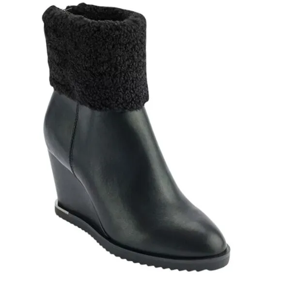 DKNY Women's Powell Wedge Booties in Smooth Black NEW Size 7.5