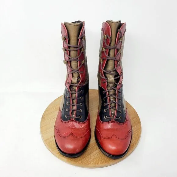 DKODE Boots Women 37 VYLMA Tall Leather Steampunk Lagenlook Boho Colorful Shoes