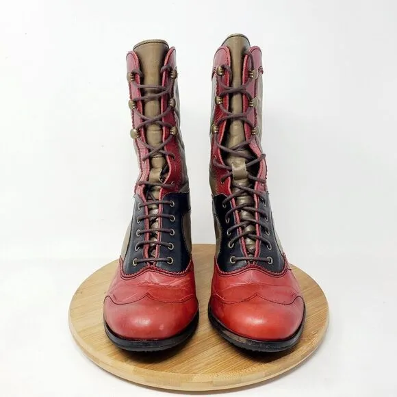 DKODE Boots Women 37 VYLMA Tall Leather Steampunk Lagenlook Boho Colorful Shoes