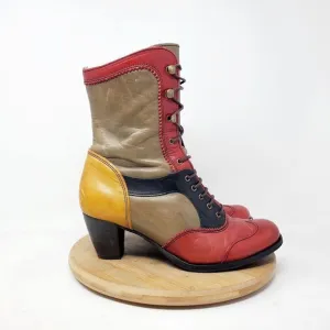 DKODE Boots Women 37 VYLMA Tall Leather Steampunk Lagenlook Boho Colorful Shoes