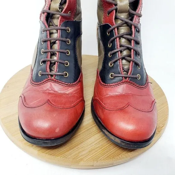 DKODE Boots Women 37 VYLMA Tall Leather Steampunk Lagenlook Boho Colorful Shoes