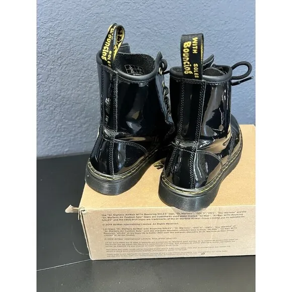 Doc Dr Martens Jadon Black Patent Leather Platform Combat Boots Women's Size 7
