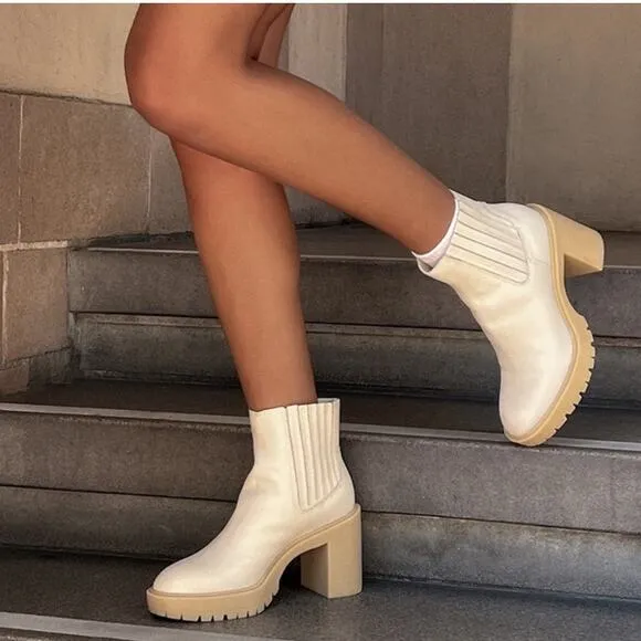 Dolce Vita Cache H20 Boots Ivory Women 9.5 Ankle Booties Platform Waterproof
