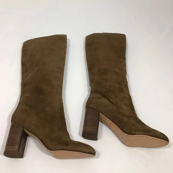 Dolce Vita Thea Brown Suede Knee High Stacked Heel Boots Size 13 Women