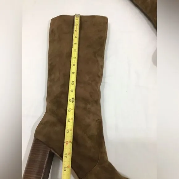 Dolce Vita Thea Brown Suede Knee High Stacked Heel Boots Size 13 Women