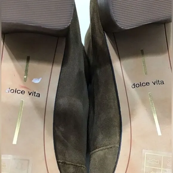 Dolce Vita Thea Brown Suede Knee High Stacked Heel Boots Size 13 Women