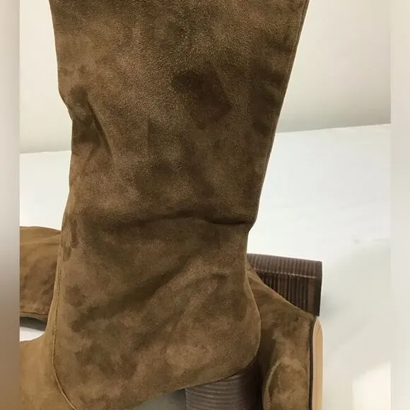 Dolce Vita Thea Brown Suede Knee High Stacked Heel Boots Size 13 Women