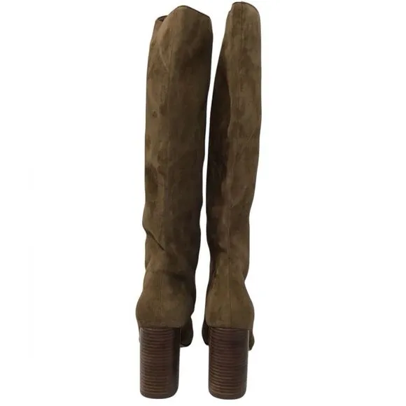 Dolce Vita Thea Brown Suede Knee High Stacked Heel Boots Size 13 Women