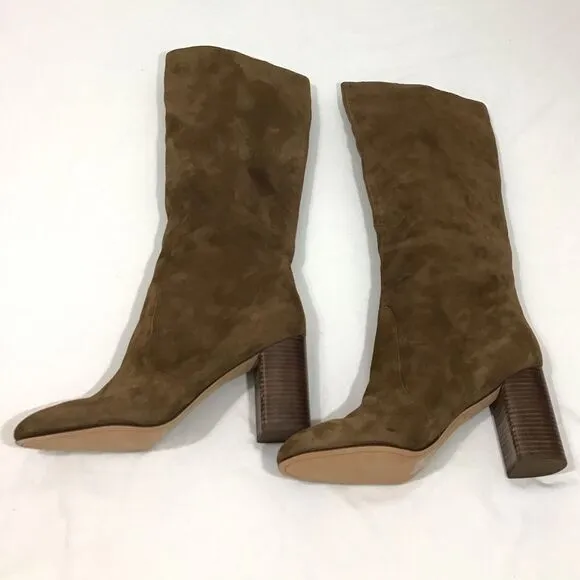 Dolce Vita Thea Brown Suede Knee High Stacked Heel Boots Size 13 Women